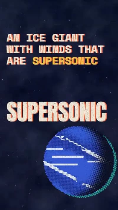 The Eight Planets music video: the lyric “An ice giant with winds that are supersonic” above Neptune